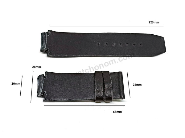 Fits/For Cerruti 1881 Roma Sportiva 68321 , CRA002* - 20mm Black Genuine Leather Replacement Watch Strap Band