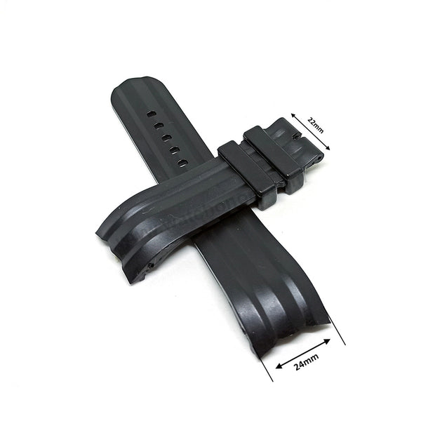 Fits/For Nautica A18722G , A17591G , A32516G , A43004G , A43005G - 24mm Black Rubber Silicone Curved End Replacement Watch Band Strap