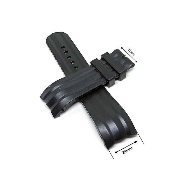 Fits/For Nautica A43006G , A43007G , A43008G , A32516G - 24mm Black Rubber Silicone Curved End Replacement Watch Band Strap