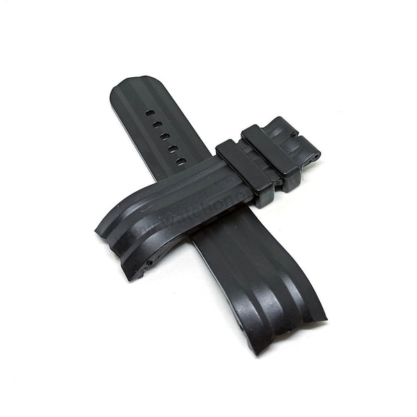 Fits/For Nautica A43006G , A43007G , A43008G , A32516G - 24mm Black Rubber Silicone Curved End Replacement Watch Band Strap