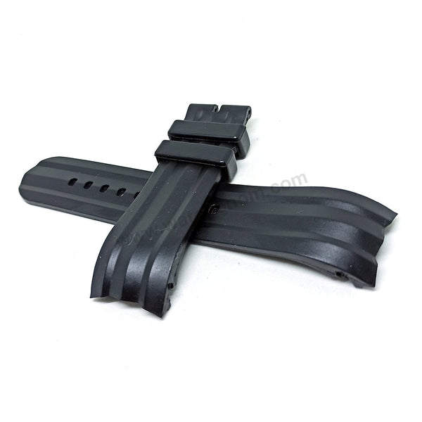 Fits/For Nautica A43006G , A43007G , A43008G , A32516G - 24mm Black Rubber Silicone Curved End Replacement Watch Band Strap
