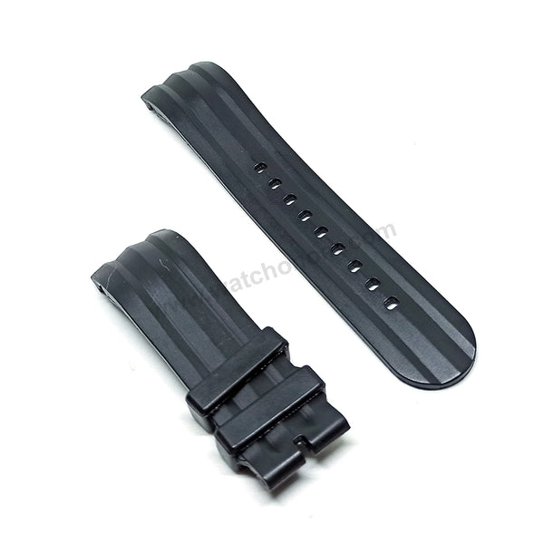 Fits/For Nautica A18722G , A17591G , A32516G , A43004G , A43005G - 24mm Black Rubber Silicone Curved End Replacement Watch Band Strap