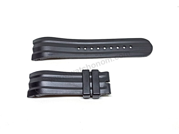 Fits/For Nautica A18722G , A17591G , A32516G , A43004G , A43005G - 24mm Black Rubber Silicone Curved End Replacement Watch Band Strap