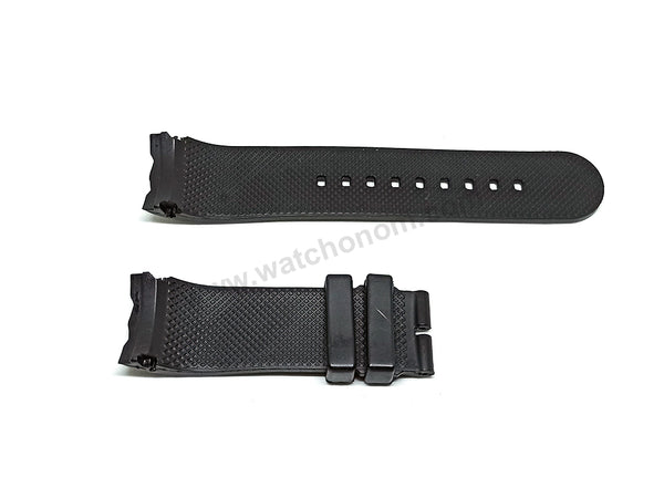 Fits/For Nautica A18722G , A17591G , A32516G , A43004G , A43005G - 24mm Black Rubber Silicone Curved End Replacement Watch Band Strap