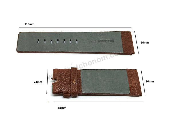 26mm Brown Thumbled Genuine Leather Handmade Watch Strap Band Fits with Diesel DZ4280 , DZ4343 Mega Chief DZ4357 , DZ4353 , DZ4352