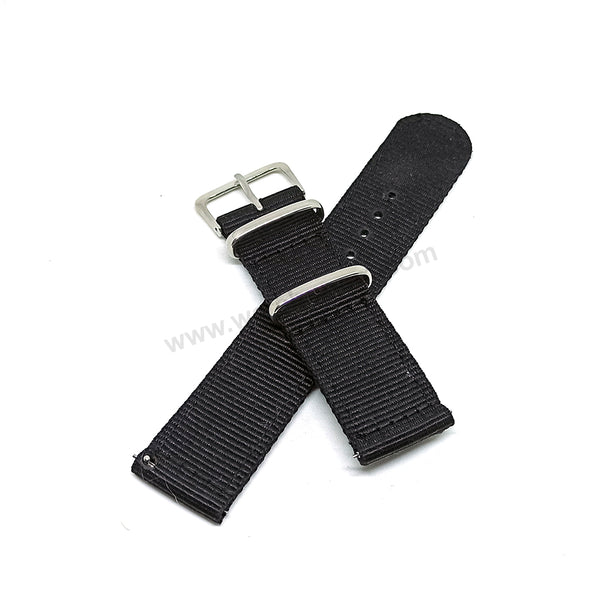 Fits/For Seiko 5 4R36-03N0 - SRP625J1 , SRP625K1 - 22mm Black Nylon Textile Quick Removal Replacement Watch Band Strap