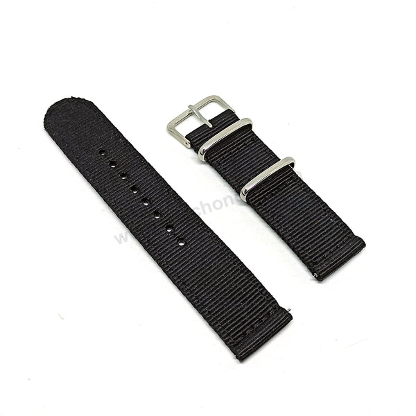 Fits/For Seiko 5 4R36-03N0 - SRP625J1 , SRP625K1 - 22mm Black Nylon Textile Quick Removal Replacement Watch Band Strap