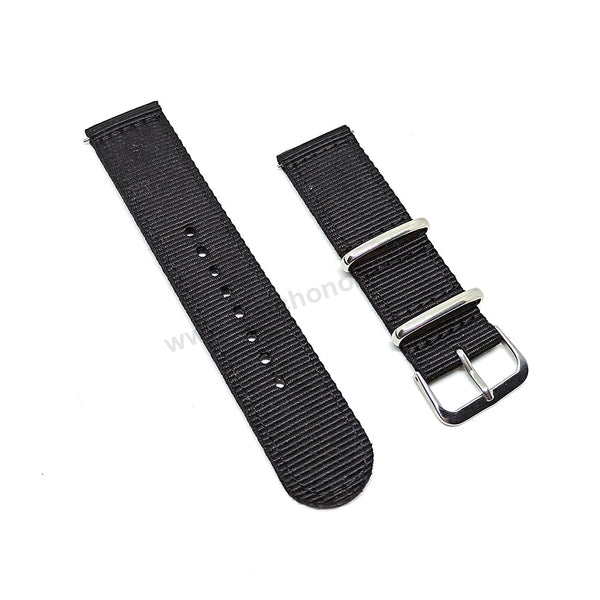 Fits/For Seiko 5 4R36-04B0 - SRP667J1 , 4R37-01D0 - SSA297K1 - 22mm Black Nylon Textile Quick Removal Replacement Watch Band Strap