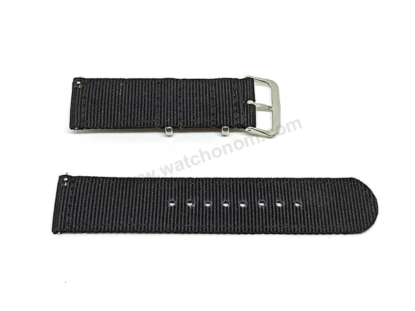 Fits/For Seiko 5 4R36-04B0 - SRP667J1 , 4R37-01D0 - SSA297K1 - 22mm Black Nylon Textile Quick Removal Replacement Watch Band Strap
