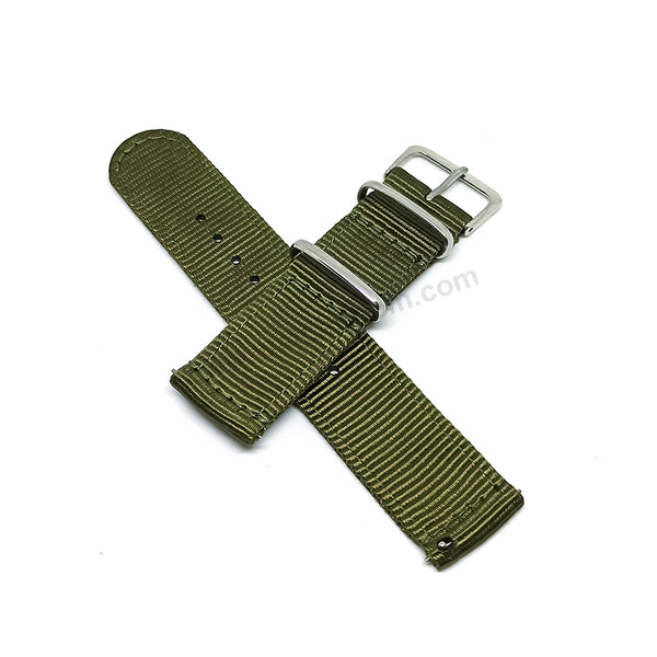 Fits/For Seiko 5 4R36-04B0 - SRP663J1 , 4R37-01D0 - SSA299K1 - 22mm Green Nylon Textile Quick Removal Replacement Watch Band Strap