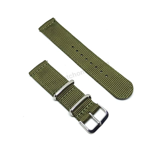 Fits/For Seiko 5 4R36-04B0 - SRP663J1 , 4R37-01D0 - SSA299K1 - 22mm Green Nylon Textile Quick Removal Replacement Watch Band Strap