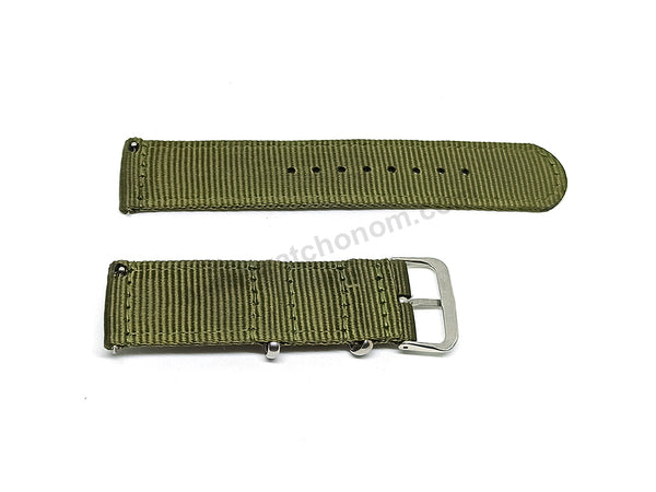 Fits/For Seiko 5 4R36-04B0 - SRP663J1 , 4R37-01D0 - SSA299K1 - 22mm Green Nylon Textile Quick Removal Replacement Watch Band Strap