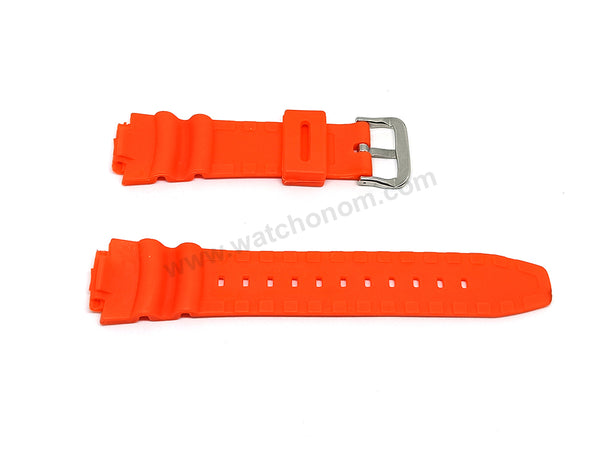 Fits/For Casio W-219H-4AV - Orange Rubber Replacement Watch Band Strap Belt