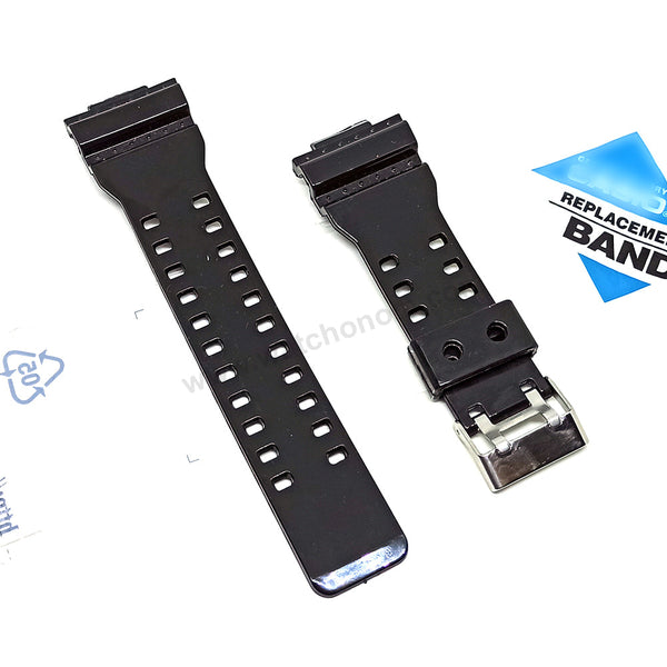 Fits/For Casio G-Shock GD-100 , GD-8900 , GAC-100 , GDF-100 BRIGHT BLACK Rubber Replacement Watch Band Strap