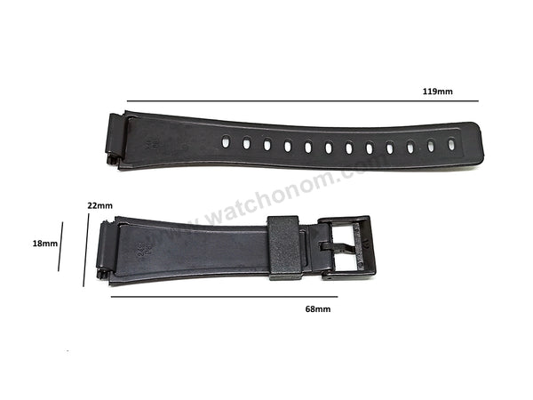 Fits/For Casio AE-7W , AE-8W , AE-9W , AE-10W , AE-11W - 18mm Black Rubber Replacement Watch Band Strap Belt