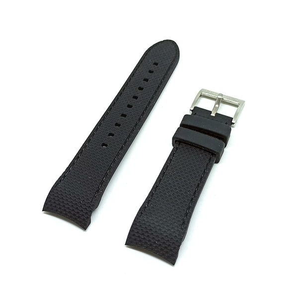 Authentic Nautica N18672G , A18672G , N18673G , A18673G - 22mm Black Rubber Silicone Curved End Replacement Watch Band Strap