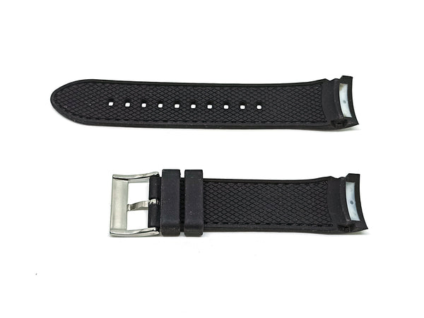 Authentic Nautica N18672G , A18672G , N18673G , A18673G - 22mm Black Rubber Silicone Curved End Replacement Watch Band Strap