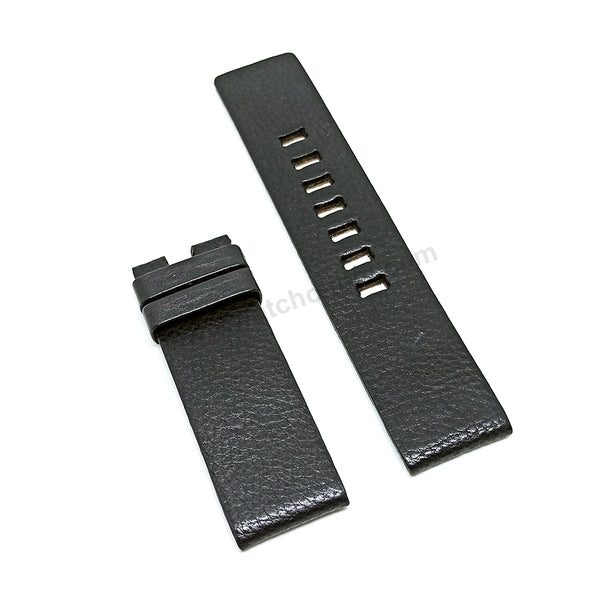 24mm Black Genuine Leather Handmade Watch Strap Band Fits with Diesel DZ4386 , DZ4361 Ironside - DZ4331 , DZ4327 Double Down Big - DZ1613 SC2