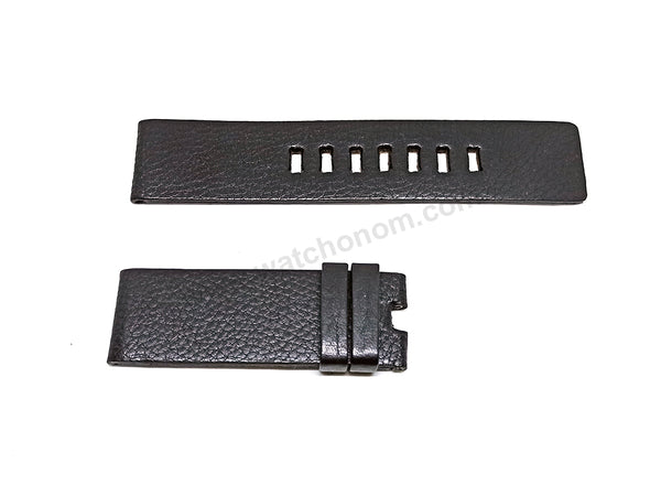 24mm Black Genuine Leather Handmade Watch Strap Band Fits with Diesel DZ4386 , DZ4361 Ironside - DZ4331 , DZ4327 Double Down Big - DZ1613 SC2