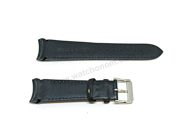 21mm Handmade Black Genuine Leather Watch Band Strap Compatible For Seiko Sportura 7T62-0KV0 - SNAE67P1
