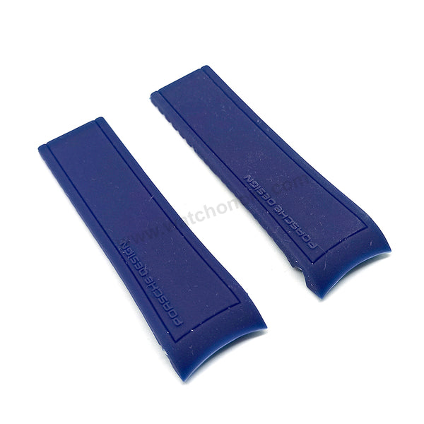 24mm Blue Rubber Silicone Curved End Replacement Watch Band Strap - Fits/For Porsche Design Wristwatches