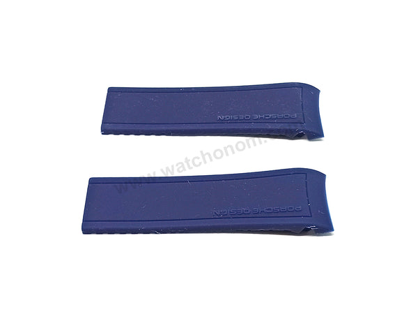 24mm Blue Rubber Silicone Curved End Replacement Watch Band Strap - Fits/For Porsche Design Wristwatches