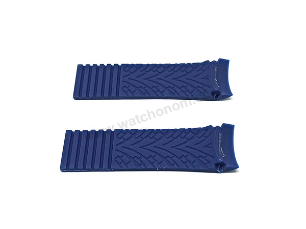 24mm Blue Rubber Silicone Curved End Replacement Watch Band Strap - Fits/For Porsche Design Wristwatches
