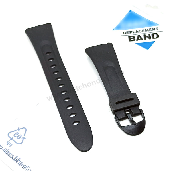 Fits/For Casio W-42H , W-43H - Black Rubber Replacement Watch Band Strap