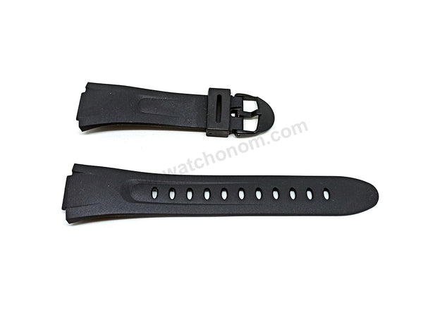 Fits/For Casio W-42H , W-43H - Black Rubber Replacement Watch Band Strap