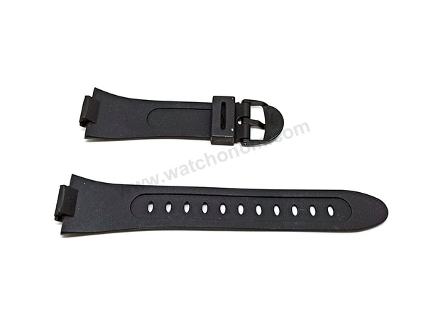 Fits/For Casio W-42H , W-43H - Black Rubber Replacement Watch Band Strap