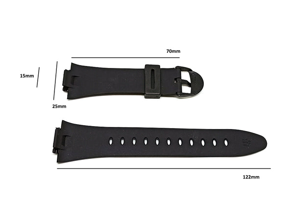 Fits/For Casio AQ-E10 , AQ-E10G , F-E10 , F-E10G - Black Rubber Replacement Watch Band Strap