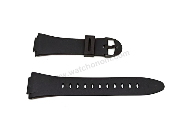 Fits/For Casio AQ-E10 , AQ-E10G , F-E10 , F-E10G - Black Rubber Replacement Watch Band Strap