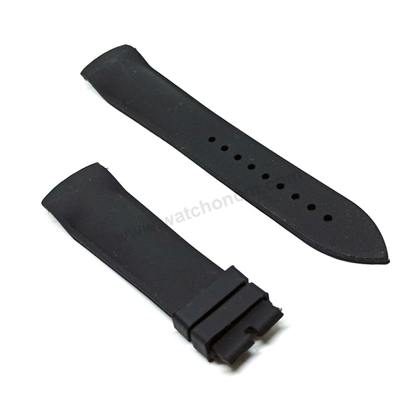 Fits/ For Franck Muller Casablanca - 22mm Black Rubber / Silicone Replacement Watch Band Strap