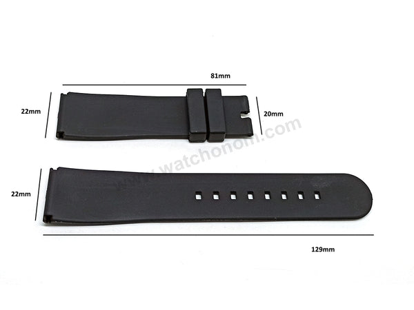 Fits/For Welder Edge wristwatches - 22mm Black Rubber Replacement