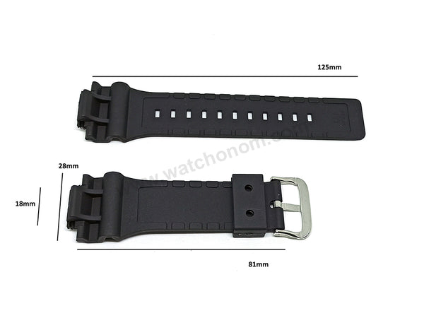 Fits/For Casio TRT-110H , STL-S100H , STL-S110H - Black Rubber Replacement Watch Band Strap