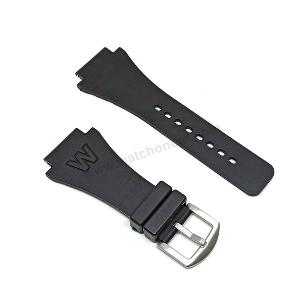 Fits/ For Welder K26 - 24mm Black Rubber Silicone Replacement Watch Band Strap Belt