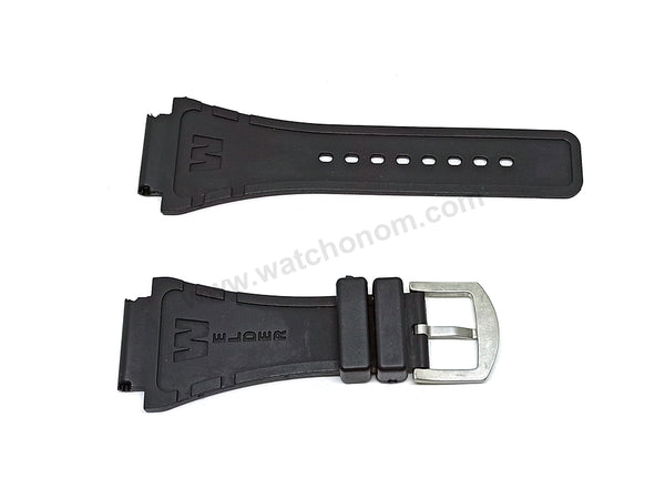 Fits/ For Welder K26 - 24mm Black Rubber Silicone Replacement Watch Band Strap Belt