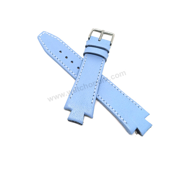 Lacoste 3520D fits with 18mm Handmade White Stitch on Baby Blue Genuine Leather Replacement Watch Band Strap Belt