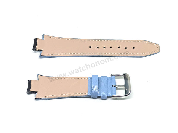 Lacoste 3520D fits with 18mm Handmade White Stitch on Baby Blue Genuine Leather Replacement Watch Band Strap Belt