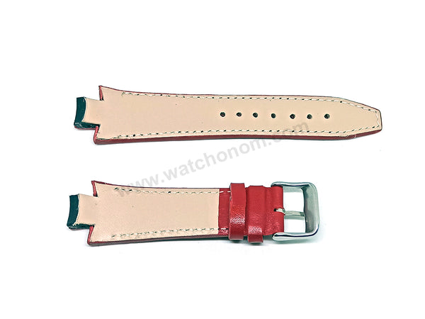 Lacoste 3520D fits with 18mm Handmade Black Stitch on Red Genuine Leather Replacement Watch Band Strap Belt