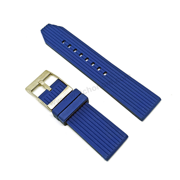 Fits/For Breitling Navitimer AB0127 - 24mm Blue Rubber/Silicone 24-22 Replacement Watch Band Strap Belt with Standart Buckle
