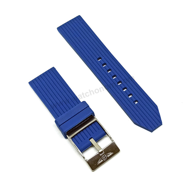 Fits/For Breitling Navitimer AB0127 - 24mm Blue Rubber/Silicone 24-22 Replacement Watch Band Strap Belt with Standart Buckle