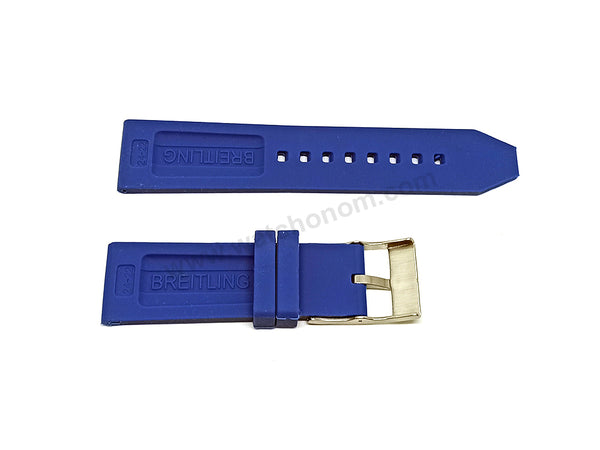 Fits/For Breitling Navitimer AB0127 - 24mm Blue Rubber/Silicone 24-22 Replacement Watch Band Strap Belt with Standart Buckle