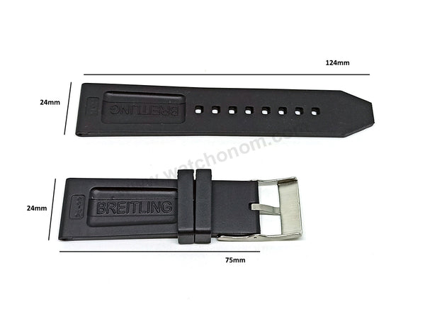 Fits/For Breitling Navitimer AB0127 - 24mm Black Rubber/Silicone 24-22 Replacement Watch Band Strap Belt with Standart Buckle