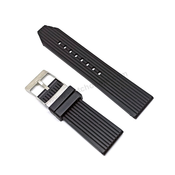 Fits/For Breitling Navitimer AB0127 - 24mm Black Rubber/Silicone 24-22 Replacement Watch Band Strap Belt with Standart Buckle