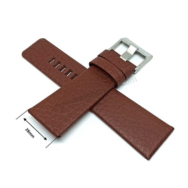 Fits/For Diesel DZ1314 - 28mm Brown Genuine Leather Replacement Watch Strap Band Belt