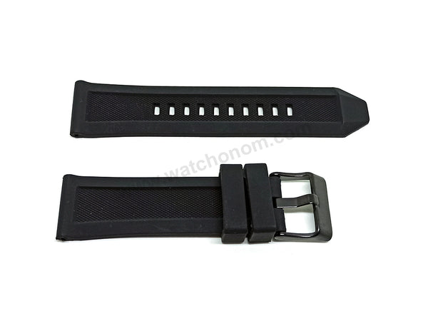 Fits/For Diesel DZ1591 , DZ1760 , DZ1807 , DZ1875 - 24mm Black Rubber Silicone Replacement Watch Strap Band Belt