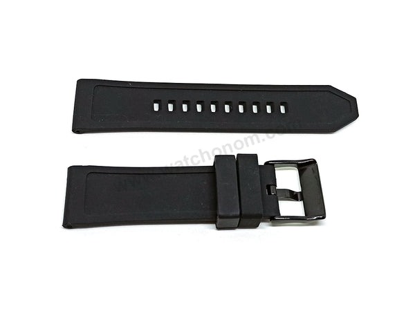 Fits/For Diesel DZ1591 , DZ1760 , DZ1807 , DZ1875 - 24mm Black Rubber Silicone Replacement Watch Strap Band Belt