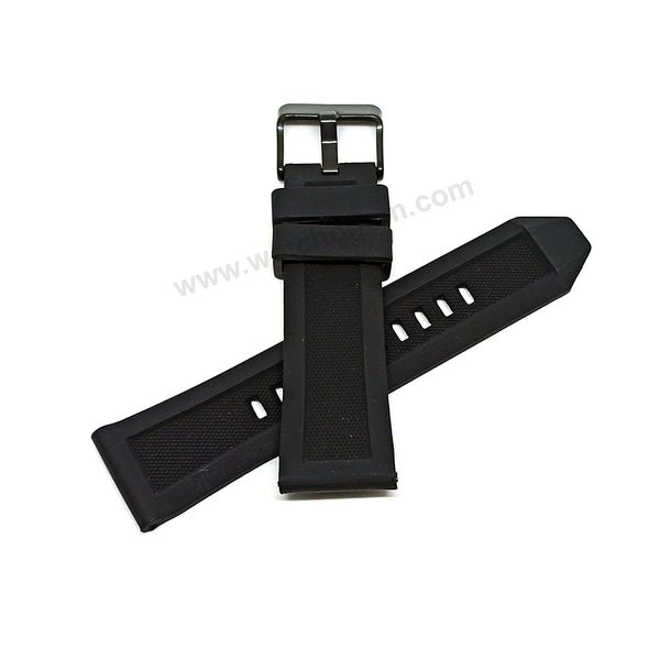 Fits/For Diesel DZ1591 , DZ1760 , DZ1807 , DZ1875 - 24mm Black Rubber Silicone Replacement Watch Strap Band Belt