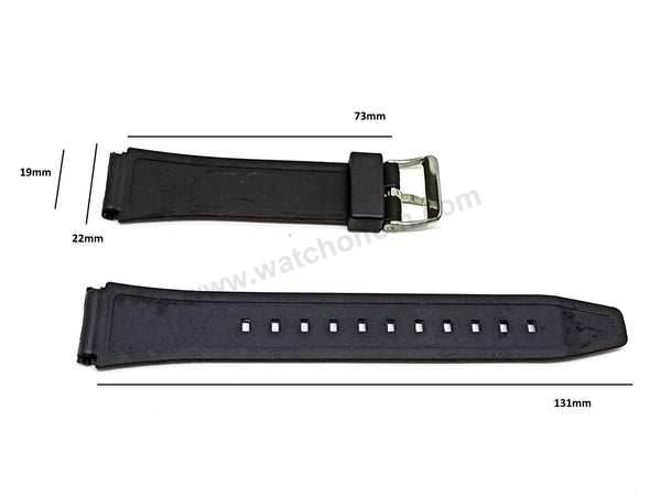 Fits/For Timex Vintage Ironman Triathlon Indiglo -19mm Black Rubber Replacement Long Watch Band Strap Belt